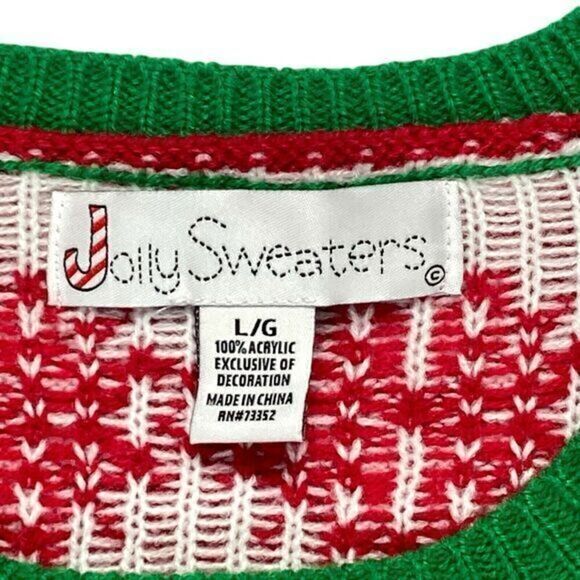 JOLLY SWEATERS Goat drinking Beer Ugly Christmas Sweater Holiday Unisex L Red - Picture 15 of 15